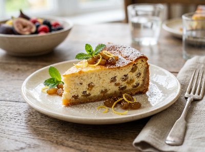 Ricotta and sultanas cheesecake