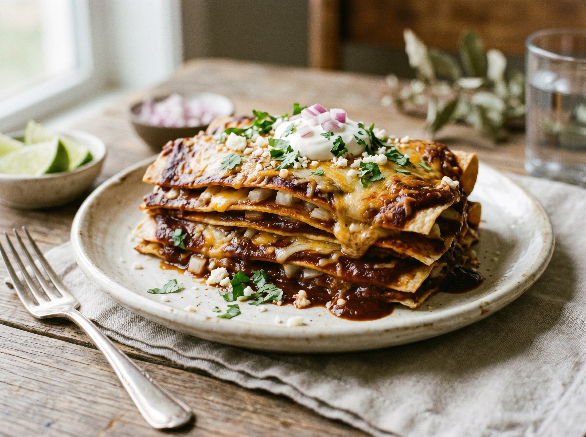 Texas style stacked enchiladas