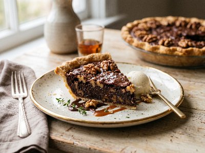 Rum and walnut chocolate pie