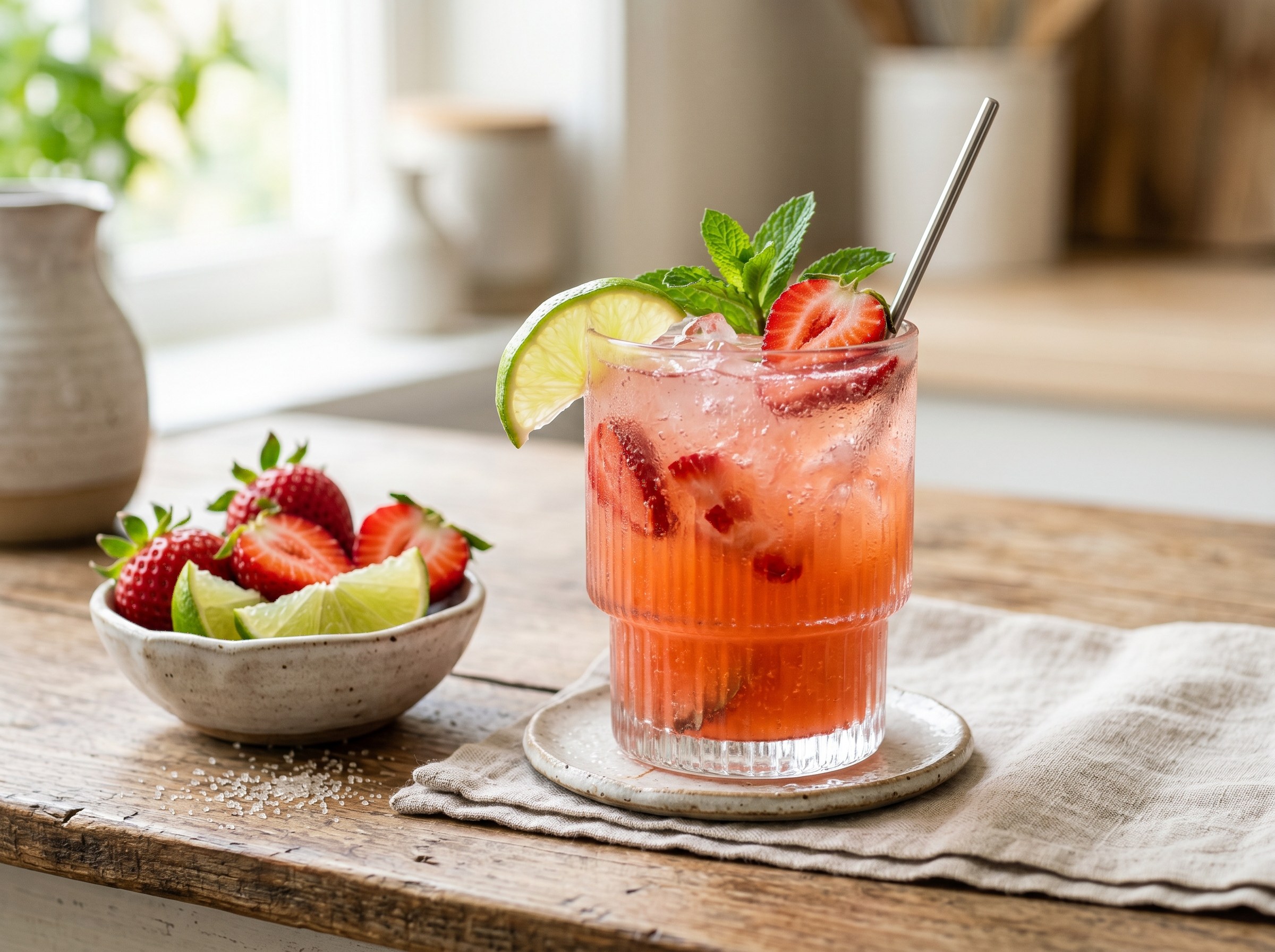 Aqua fresca (strawberry flavored water)
