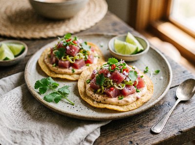 Tuna tostadas with chipotle mayonnaise