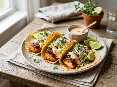 Achiote marinated fish tacos