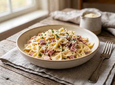 Creamy ham and cheese pasta